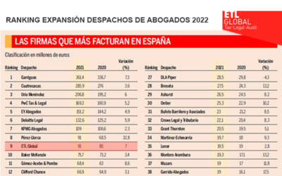 ETL GLOBAL NEWS FROM SPAIN – Expansión Jurídico Ranking 2022