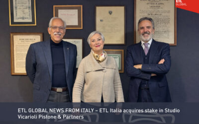ETL GLOBAL NEWS FROM ITALY – ETL Italia acquires stake in Studio Vicarioli Pistone & Partners